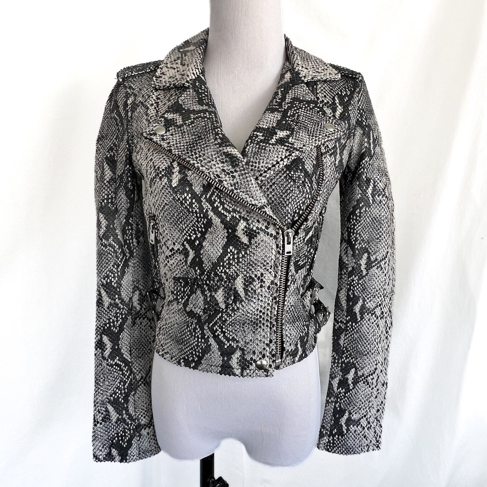 IRO Asheville Motorcycle Jacket NWT 36 - Snake Print Lamb Leather